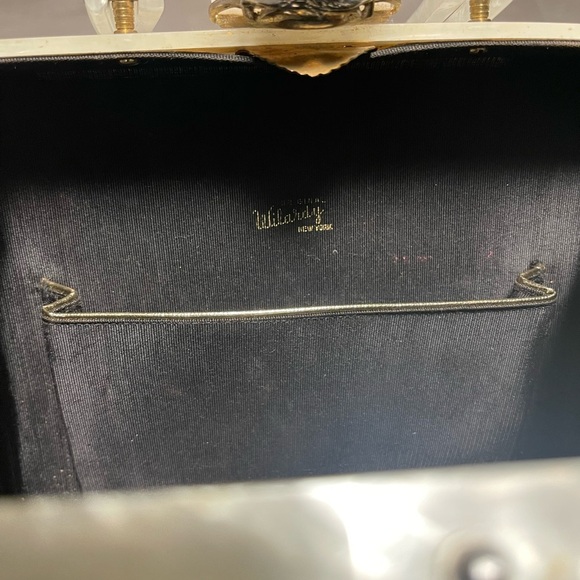 Vintage Wilardly Lucite 1950s Marbleized Pearlized Top Handle Box Purse - Picture 8 of 15
